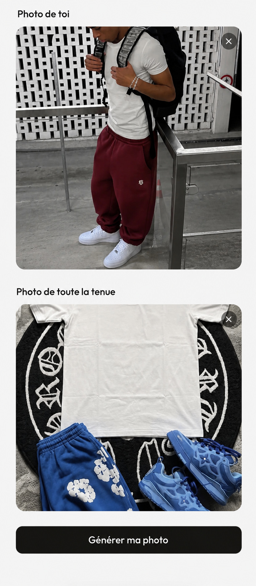 Photos de toi et de toute la tenue dans Fitora